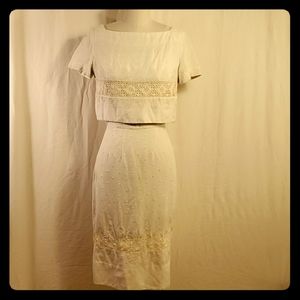 Vintage Cream 2-Piece Linen Dress